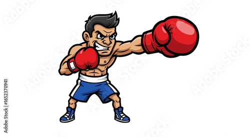 powerful boxer punching transparent background vector illustration