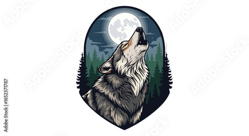 transparent background vector howling wolf under moonlight isolated illustration