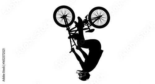 bmx rider backflip silhouette transparent background vector illustration