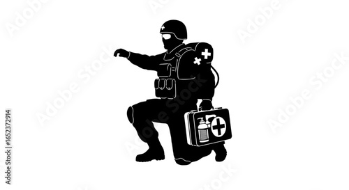 combat medic silhouette transparent background for urgent medical designs