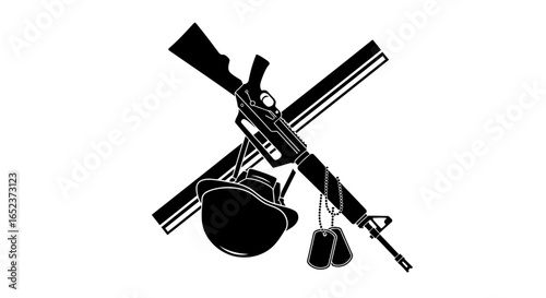 crossed rifles helmet dog tags transparent vector illustration for remembrance