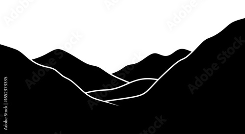 dramatic mountain range silhouette transparent background vector illustration