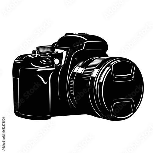 dslr camera sleek transparent background vector illustration