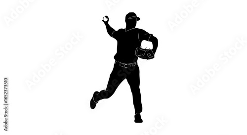 dynamic baseball pitcher silhouette transparent background vector illustration
