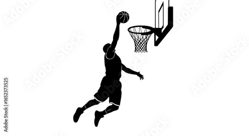 dynamic basketball dunk silhouette transparent background vector illustration