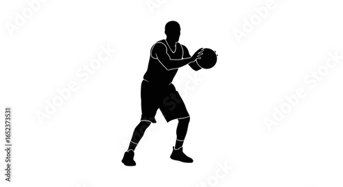 dynamic basketball player silhouette transparent background vector illustration