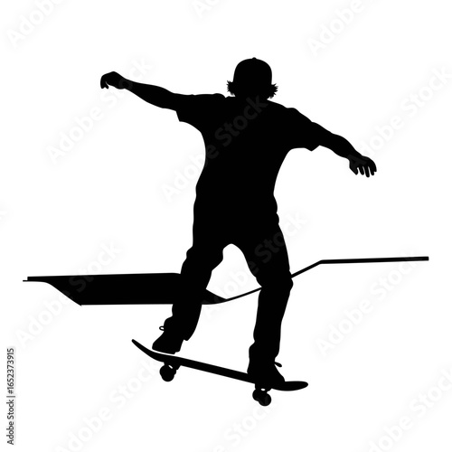 dynamic skateboarder silhouette transparent background vector illustration
