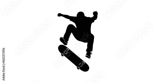 dynamic skateboarder silhouette transparent background vector illustration
