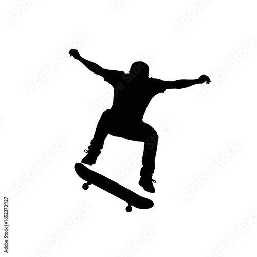 dynamic skateboarder silhouette transparent background for design projects