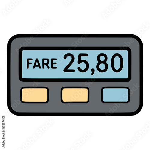 taximeter fee price fare flat color vector illustration template design