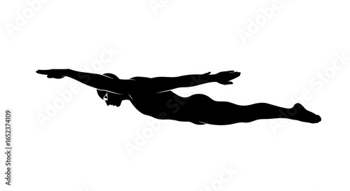 dynamic swimmer silhouette transparent background vector illustration