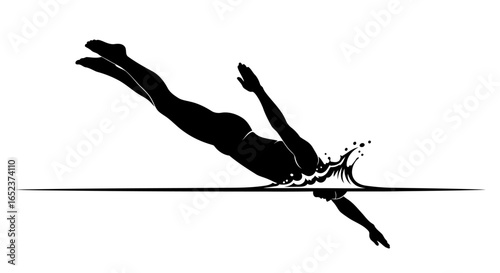 dynamic swimmer silhouette transparent background vector illustration