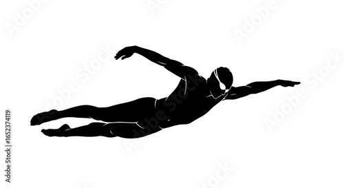 dynamic swimmer silhouette transparent background vector illustration