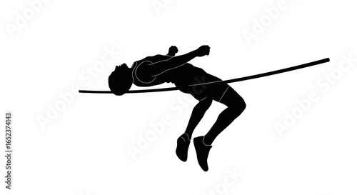 dynamic transparent high jumper silhouette action sports vector graphic