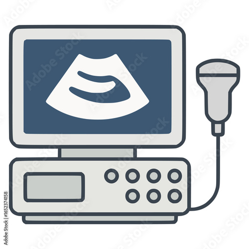 ultrasound machine display technology flat color vector illustration template design