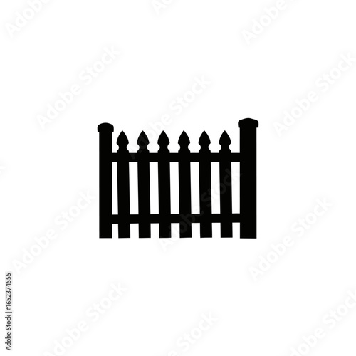 elegant black picket fence transparent background vector illustration