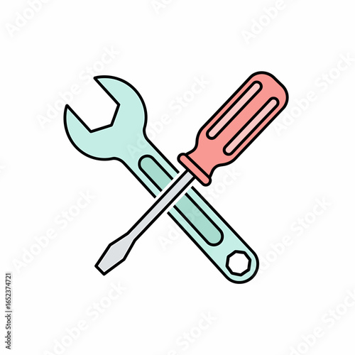 A stylized illustration of a crossed wrench and screwdriver, symbolizing repair, maintenance, and DIY projects.