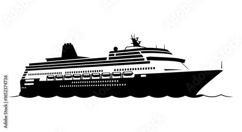 elegant cruise ship silhouette transparent background vector illustration
