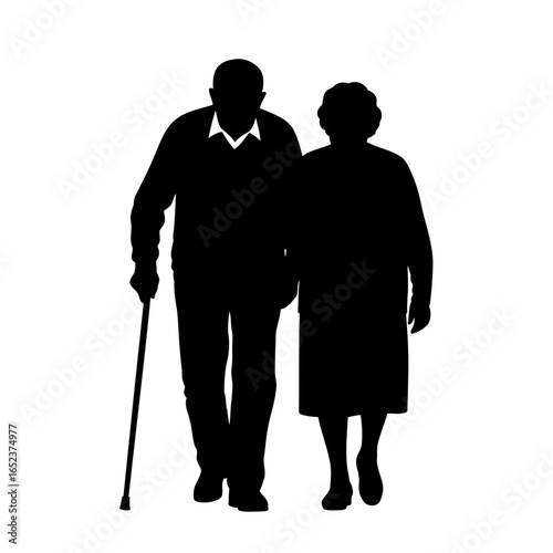elegant senior couple silhouette transparent background for design projects