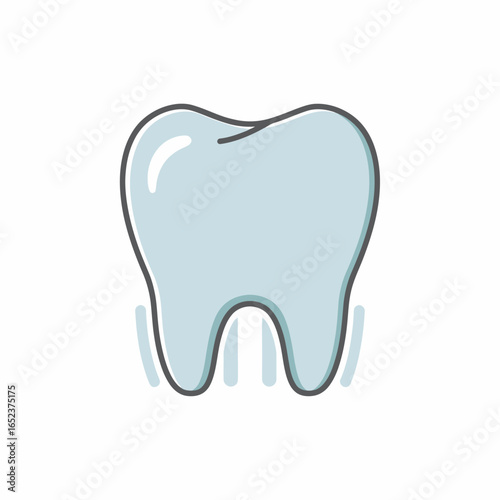 A stylized illustration of a healthy, light blue tooth with a subtle shimmer, depicted against a clean white background, suggesting dental care and oral hygiene.