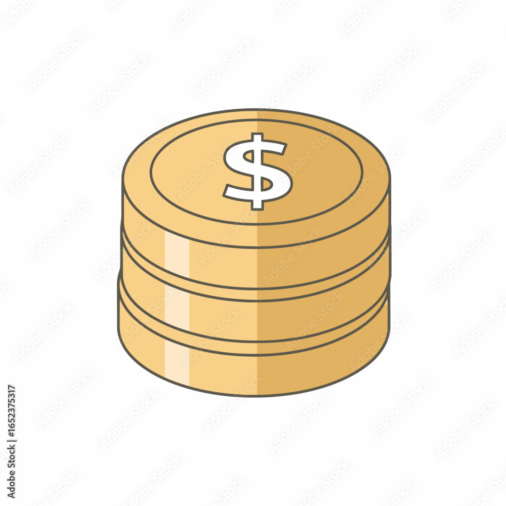 Stack of gold coins with a dollar sign, representing wealth and financial transactions. Stack of gold coins with a dollar sign, representing wealth and financial transactions.