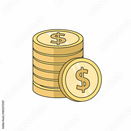 Stack of gold coins with a dollar sign, representing wealth and financial accumulation.