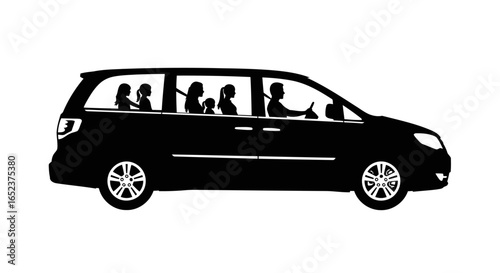 family minivan silhouette transparent background vector illustration