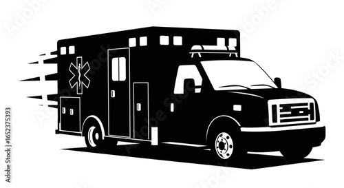 fast ambulance silhouette transparent background vector illustration