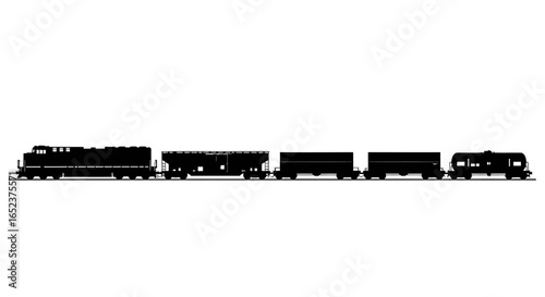 freight train silhouette transparent background for logistics designs