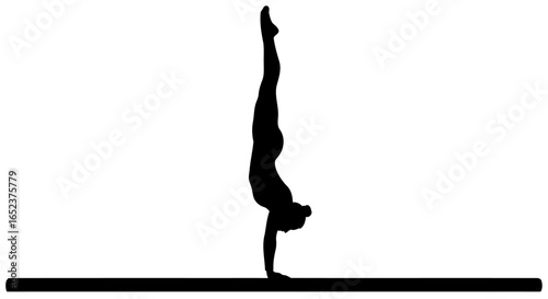 gymnast handstand silhouette transparent background vector illustration