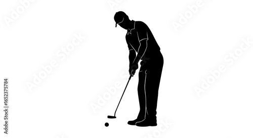 golfer putting action transparent background vector silhouette