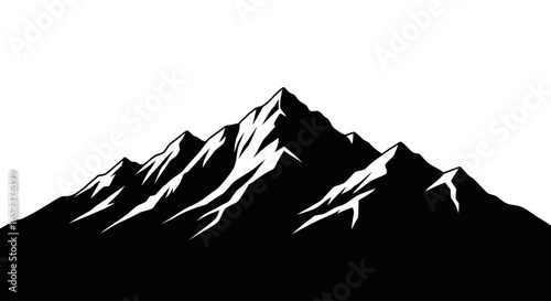 majestic mountain range silhouette transparent background vector illustration