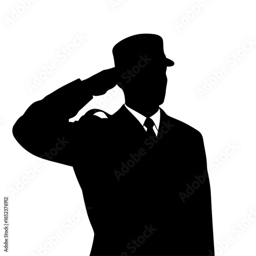 officer saluting a transparent vector silhouette for design projects