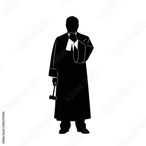 pondering judge silhouette transparent background vector illustration