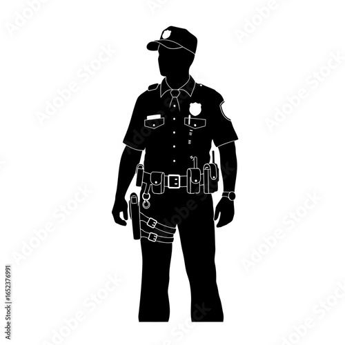 police officer silhouette transparent background vector illustration