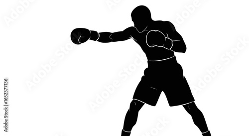 powerful boxer silhouette transparent background vector illustration