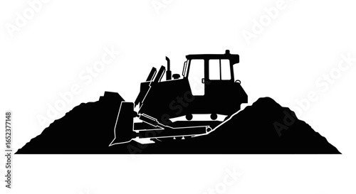 powerful bulldozer silhouette transparent background vector illustration