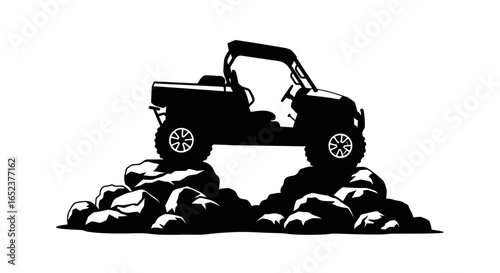 powerful atv on rocks transparent background vector illustration