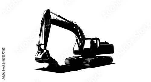 powerful excavator silhouette transparent background vector illustration