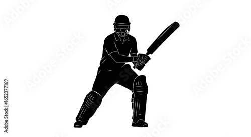 powerful cricket batsman silhouette transparent background vector illustration
