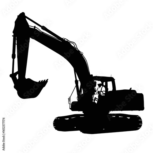 powerful excavator silhouette transparent background for construction designs
