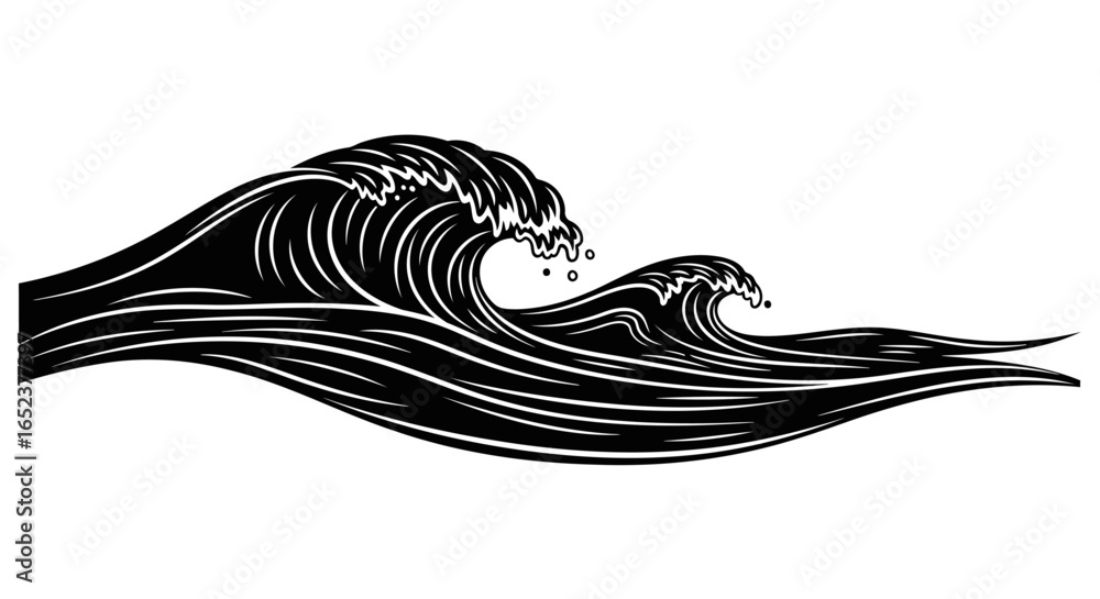 Obraz premium powerful ocean waves transparent vector illustration for design projects