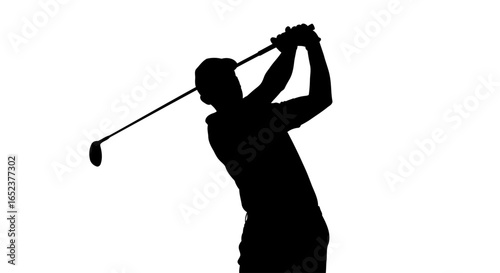 powerful golf swing silhouette transparent background vector illustration