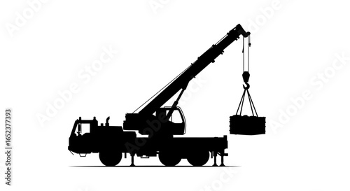 powerful mobile crane silhouette transparent background vector illustration