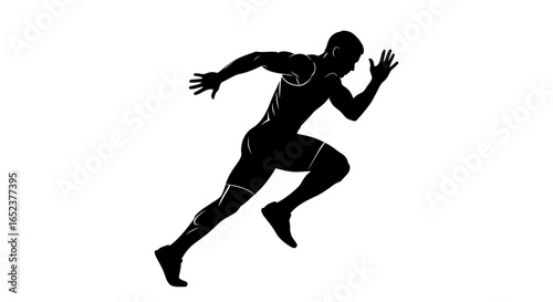 powerful runner silhouette transparent background vector illustration for design