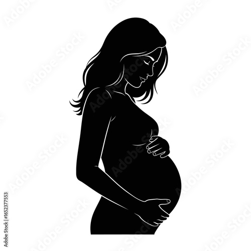 pregnant woman silhouette elegant transparent background vector illustration