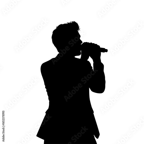 singer silhouette powerful performance on transparent background