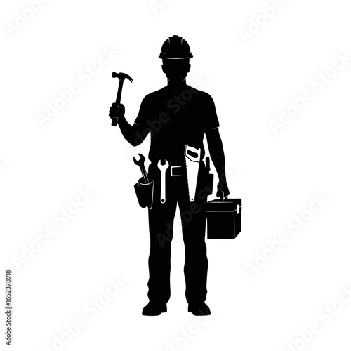 skilled craftsman silhouette transparent background vector illustration