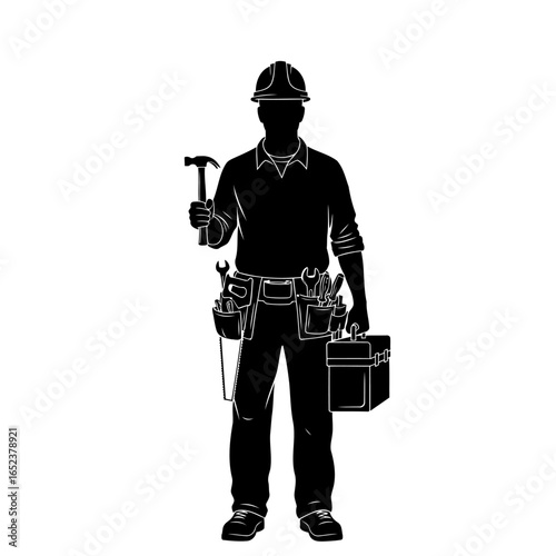 skilled craftsman silhouette transparent background vector illustration