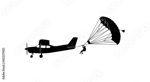 skydiving adventure transparent background vector illustration of plane and parachutist